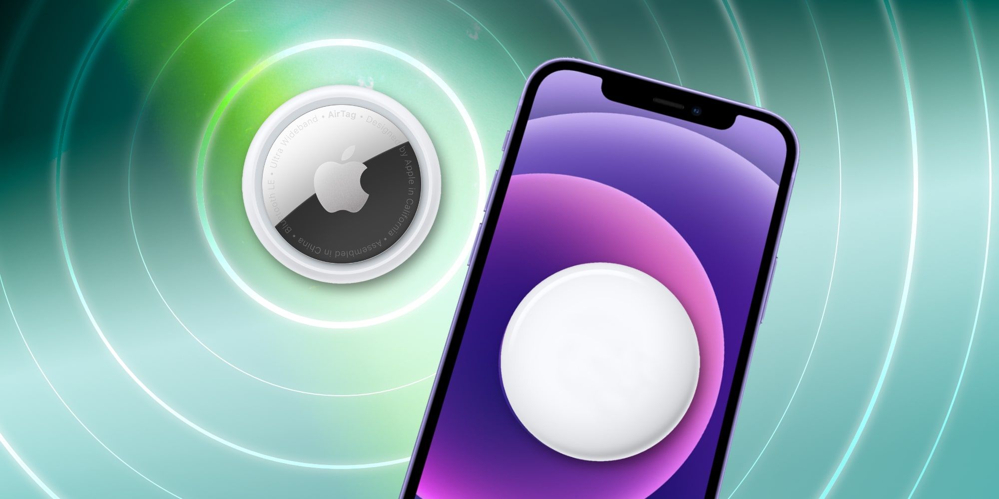 Apple AirTag And iPhone 12 With Concentric Circles