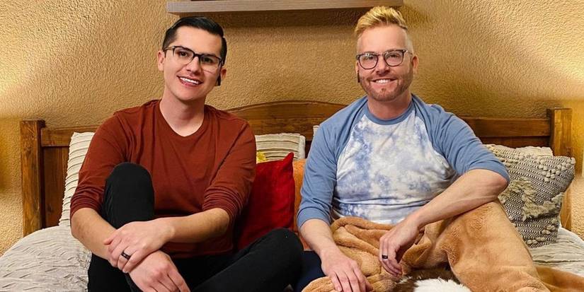 Armando Rubio and Kenneth Neidermeier from 90 Day Fiancé on bed sitting for Pillow Talk