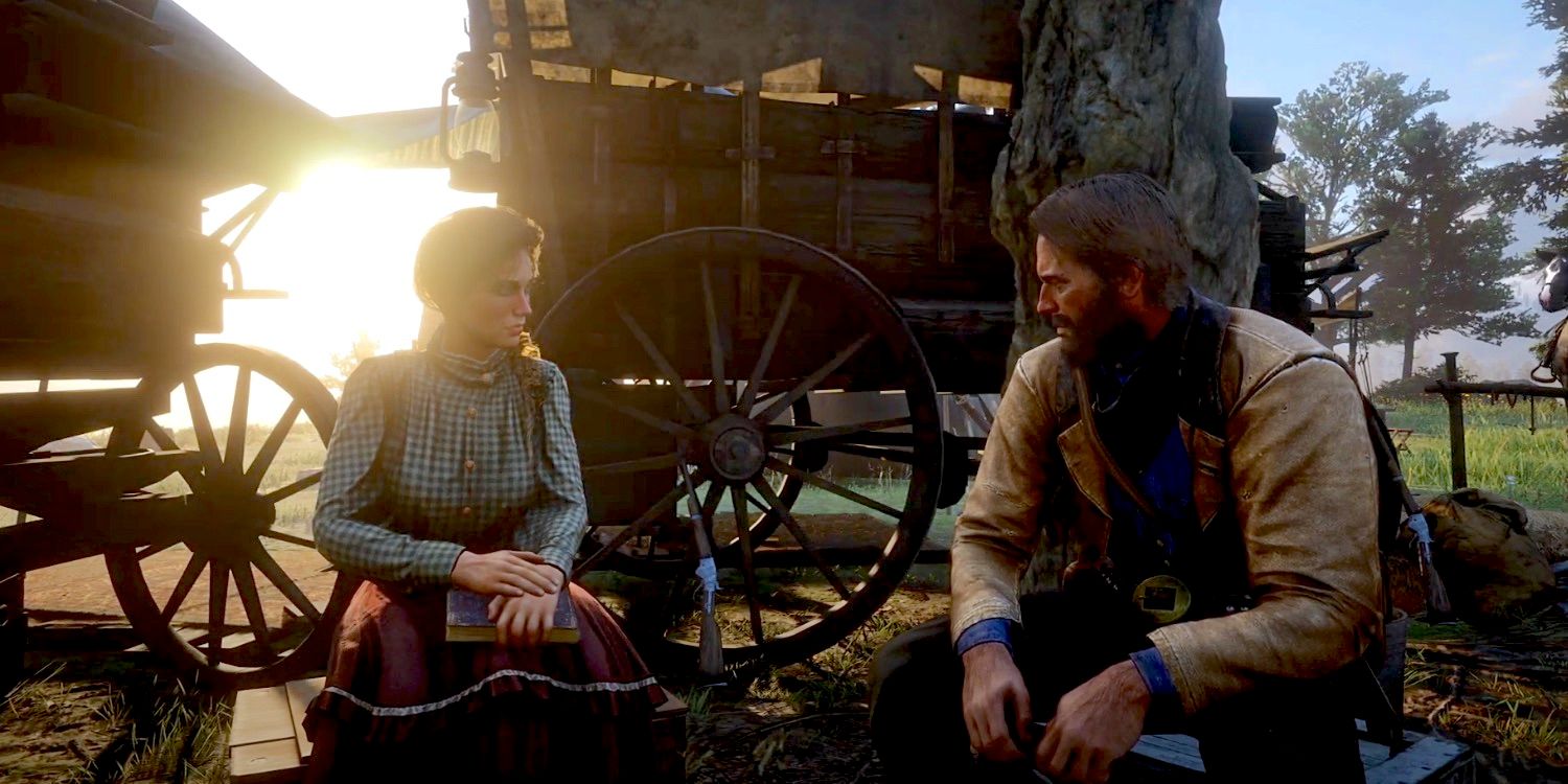 Arthur talking with Mary Beth in Red Dead 2