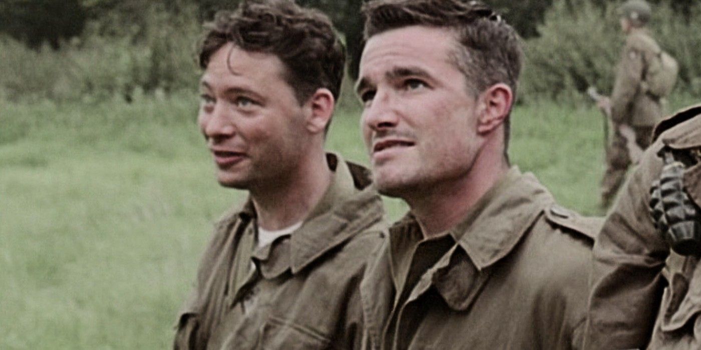 Martin and Guarnere smiling in Band of Brothers 