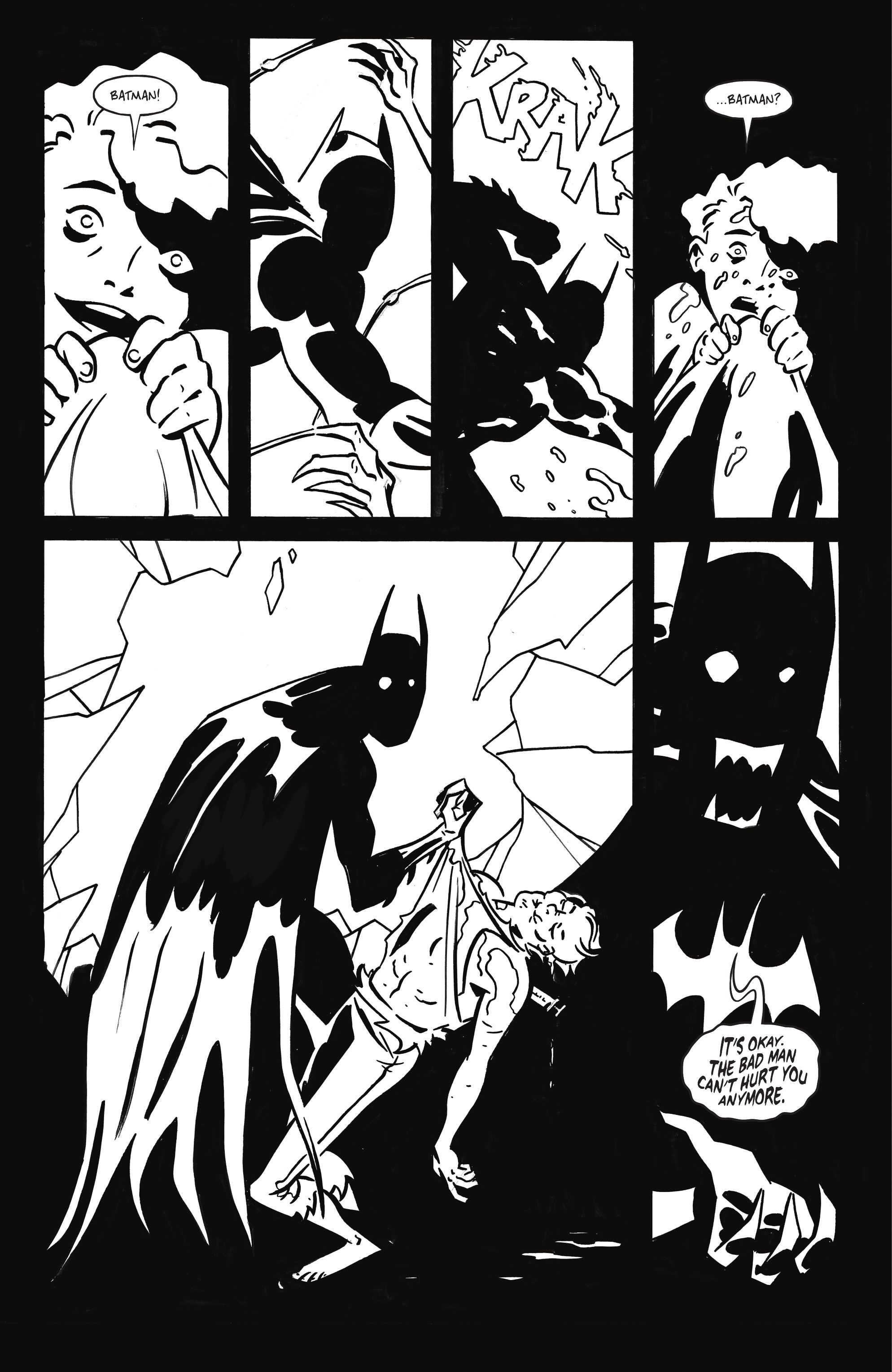 Batman beating Man-Bat in Batman Black and White 6.