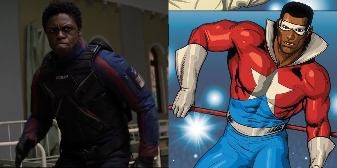 Lemar Hoskins From The MCU Wearing His Battlestar Uniform And Lemar Hoskins From The Comics Wearing His Battlestar Uniform