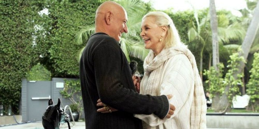 Ben Kingsley greets Lauren Bacall during his meeting with Christopher
