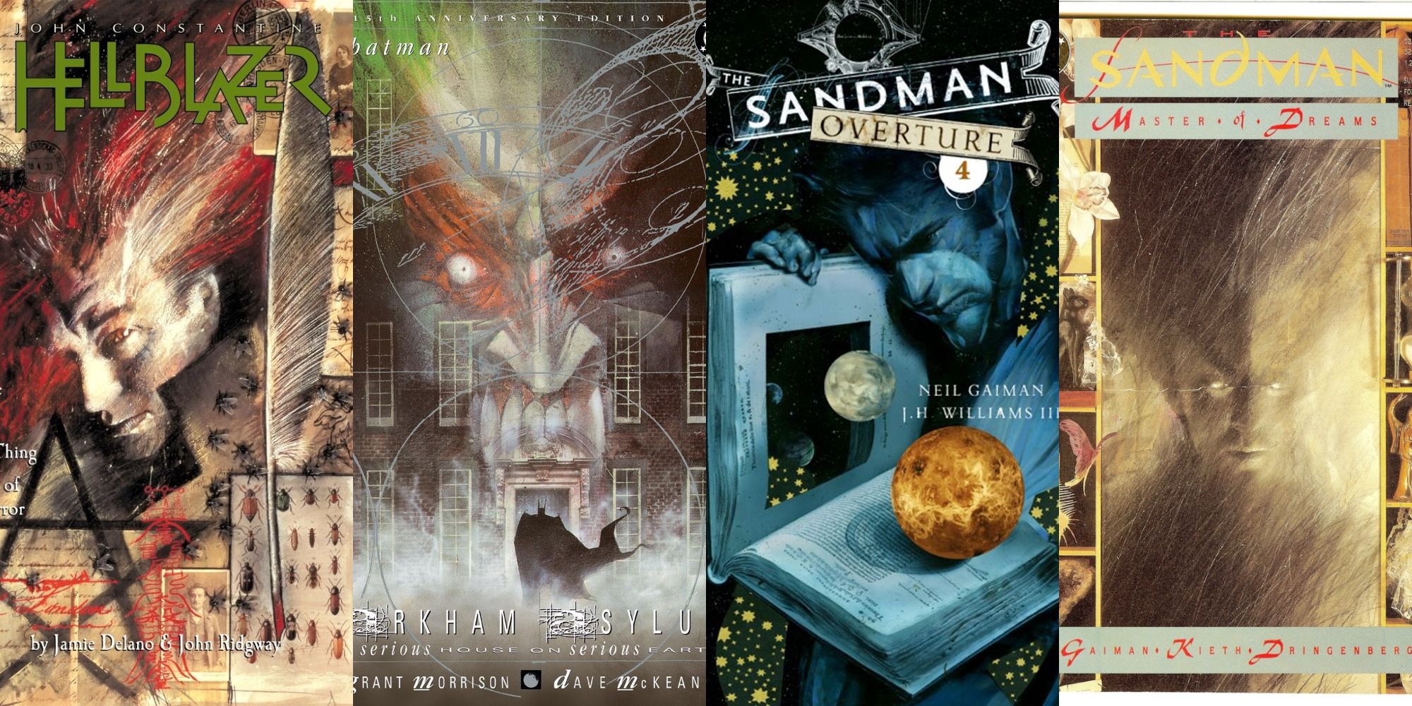 Split image with four Dave McKean covers