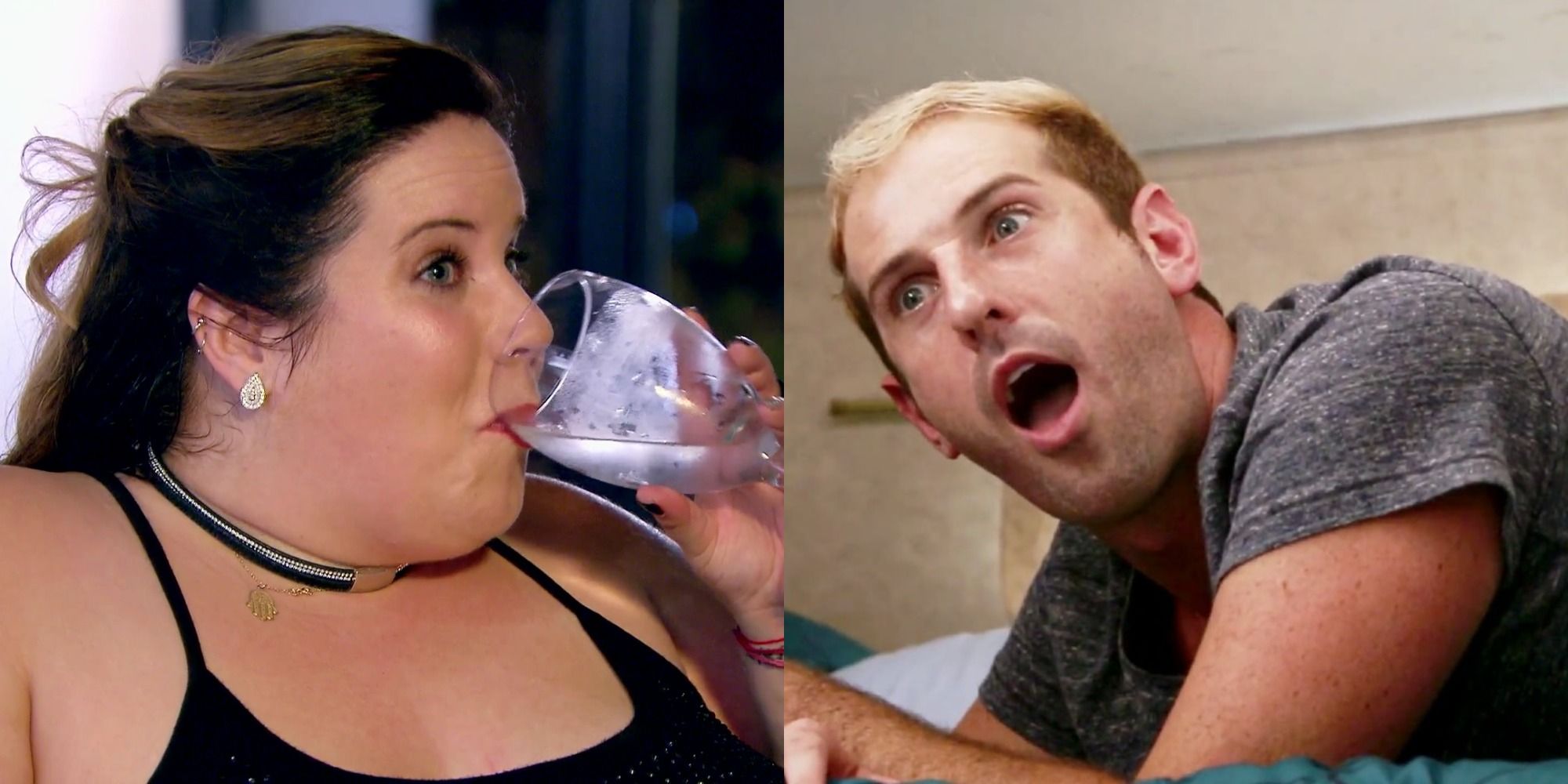 Two side by side images of contestants on My Big Fat Fabulous Life