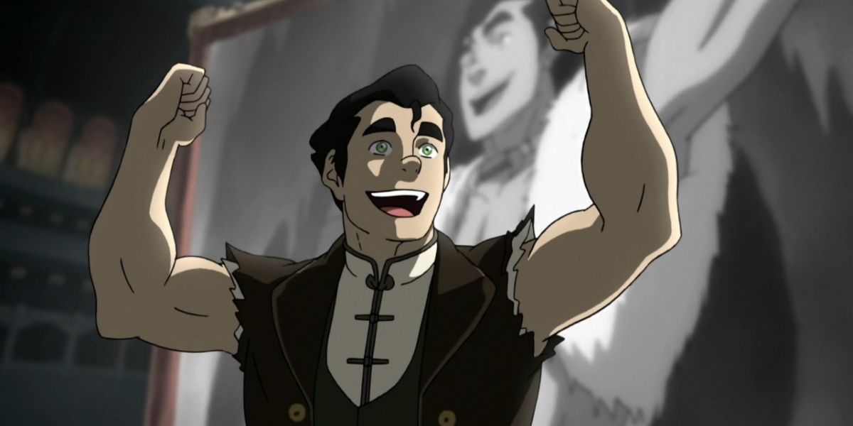 Bolin in a sleeveless shirt showing muscles in Avatar: The Last Airbender