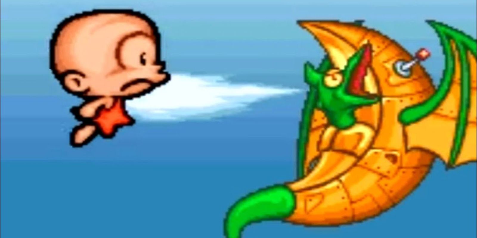 Bonk fighting pterodactyl boss in Super Bonk