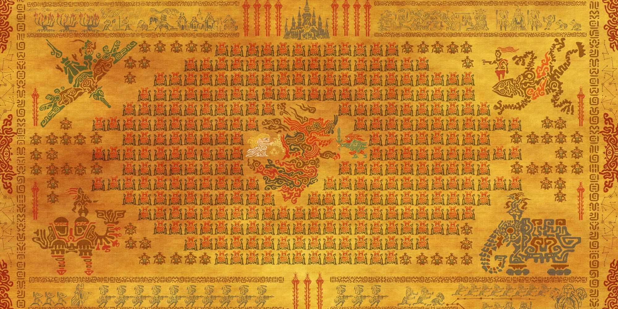 The tapestry in Impa's house depicts the First Great Calamity, in which the Guardians succeeded in sealing away Calamity Ganon