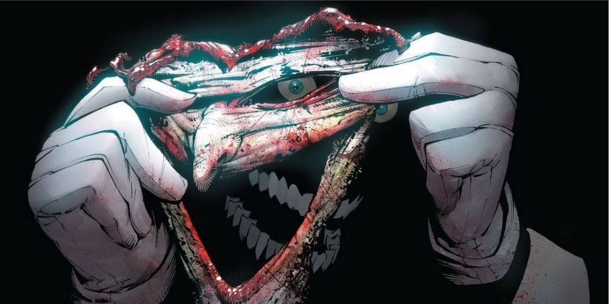 The Joker cuts off his own face in the New 52