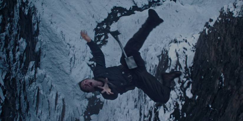 Bucky falling to his supposed death in Captain America: The First Avenger