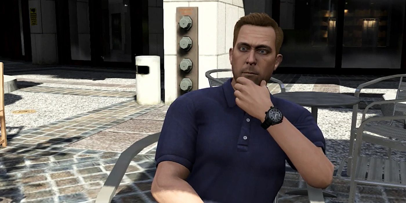 Steve Haines holding his chin in Grand Theft Auto V