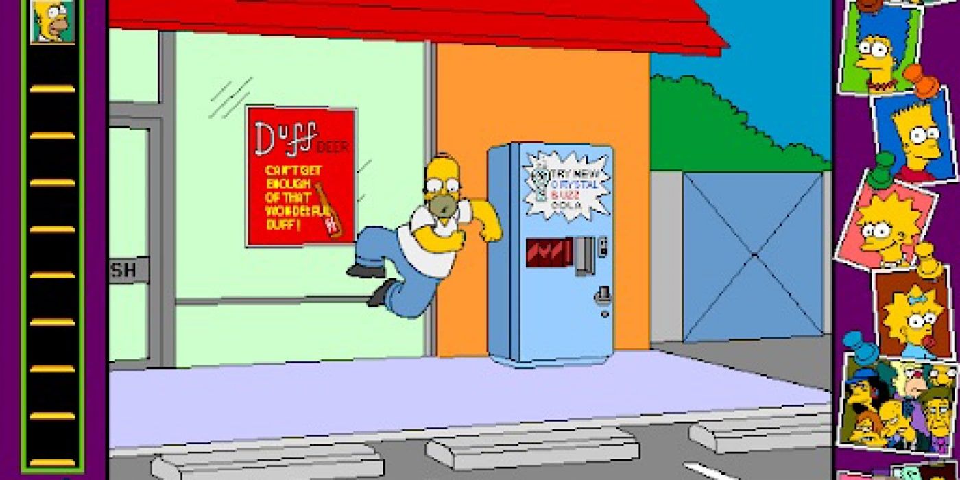 Homer jumps outside the Kwik-E-Mart in The Simpsons Cartoon Studio