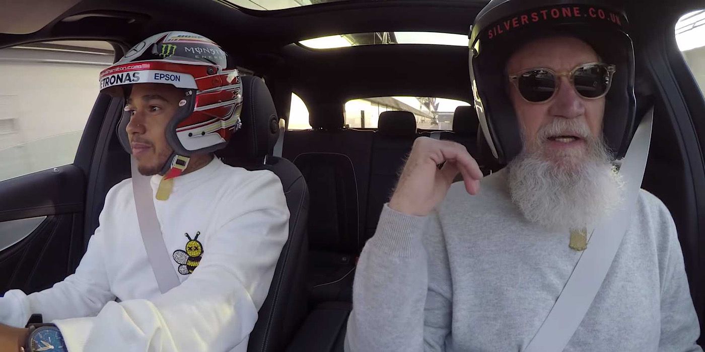 Lewis Hamilton drives Letterman around in a station wagon on My Next Guest Needs No Introduction