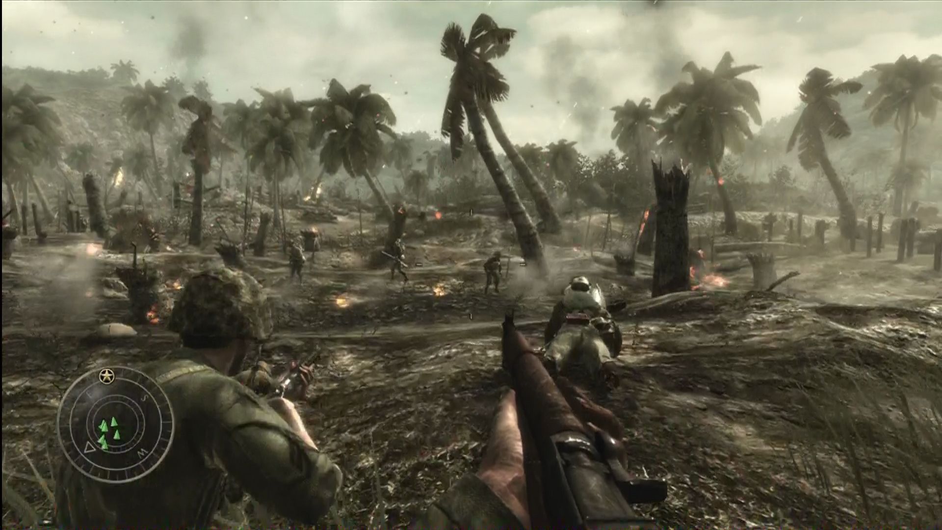 A screenshot of the 2008 military shooter Call of Duty: World At War.