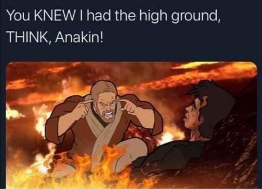 Think Mark meme in the style of Star Wars High Ground