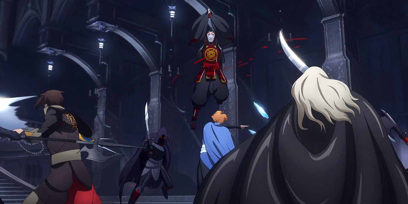 Trevor, Sypha and Alucard battle night creatures in Castlevania