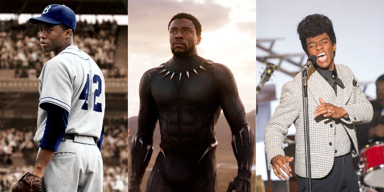 Chadwick Boseman as Jackie Robinson, Black Panther, James Brown