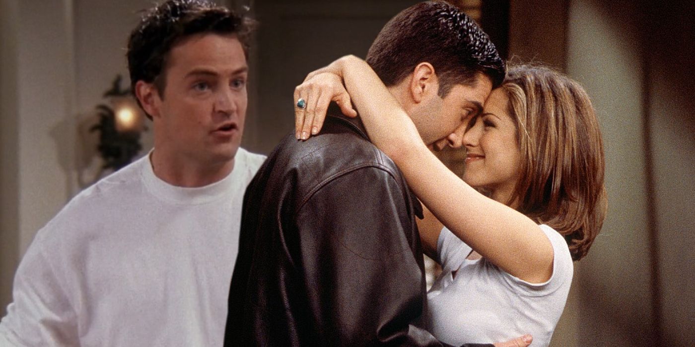 Chandler, Ross, and Rachel in Friends