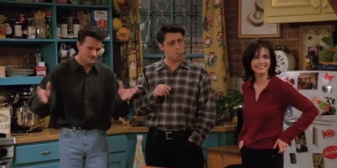 Chandler and Joey pretending to be Richard in Friends