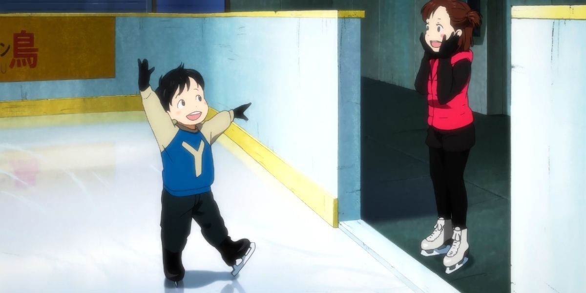 Yuri and Yuuko training as children in Yuri On Ice