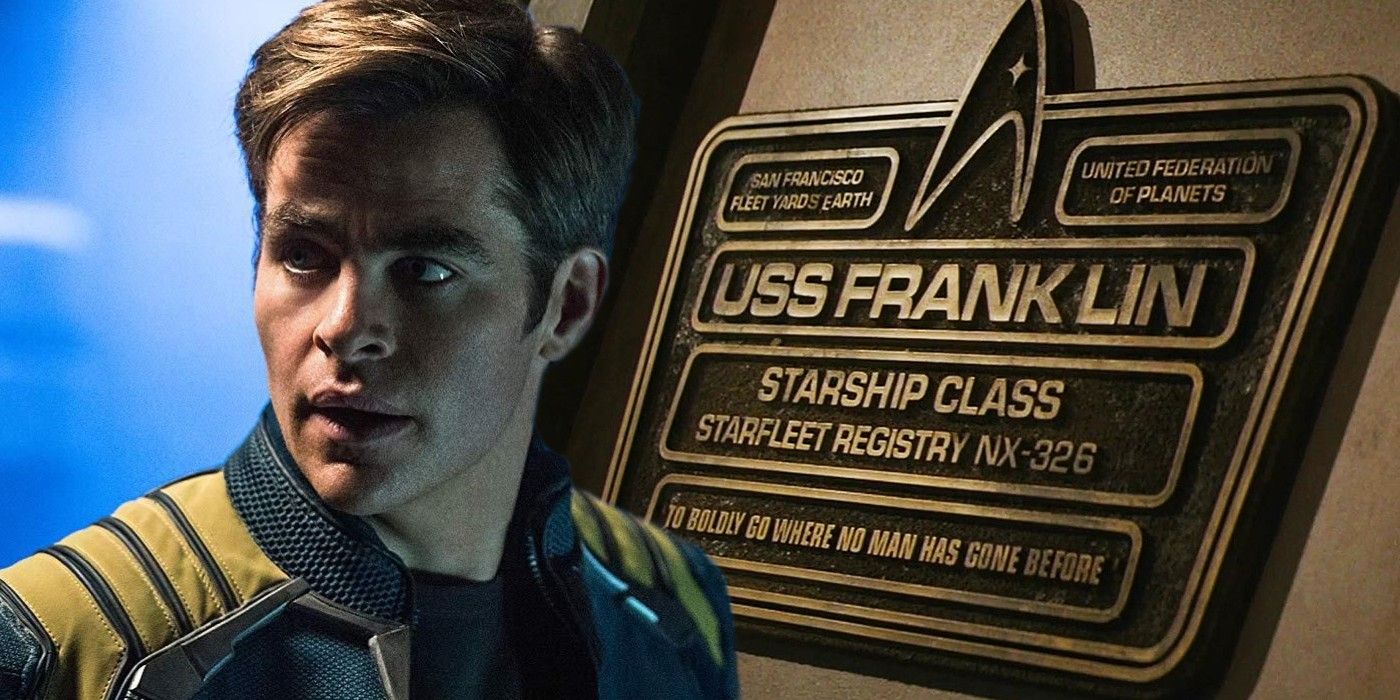 Chris Pine and USS Franklin plaque in Star Trek Beyond