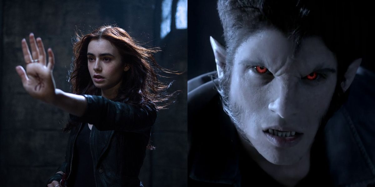 Clary using rune symbols and Scott with Alpha eyes 