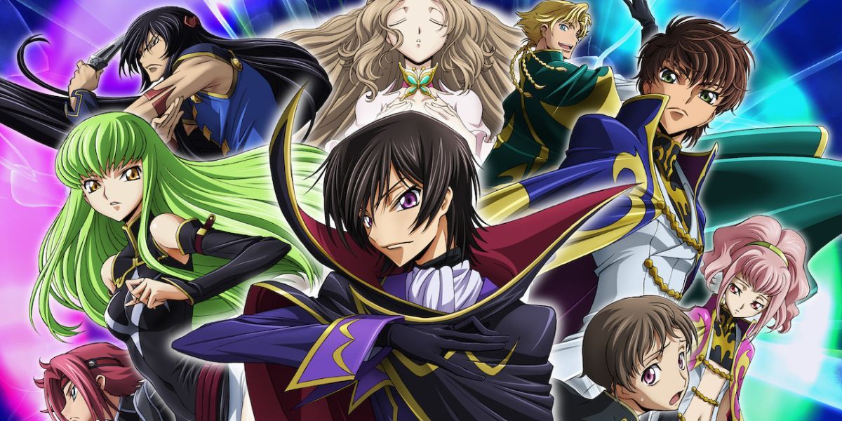 The cast of Code Geass poses and look at the viewer.