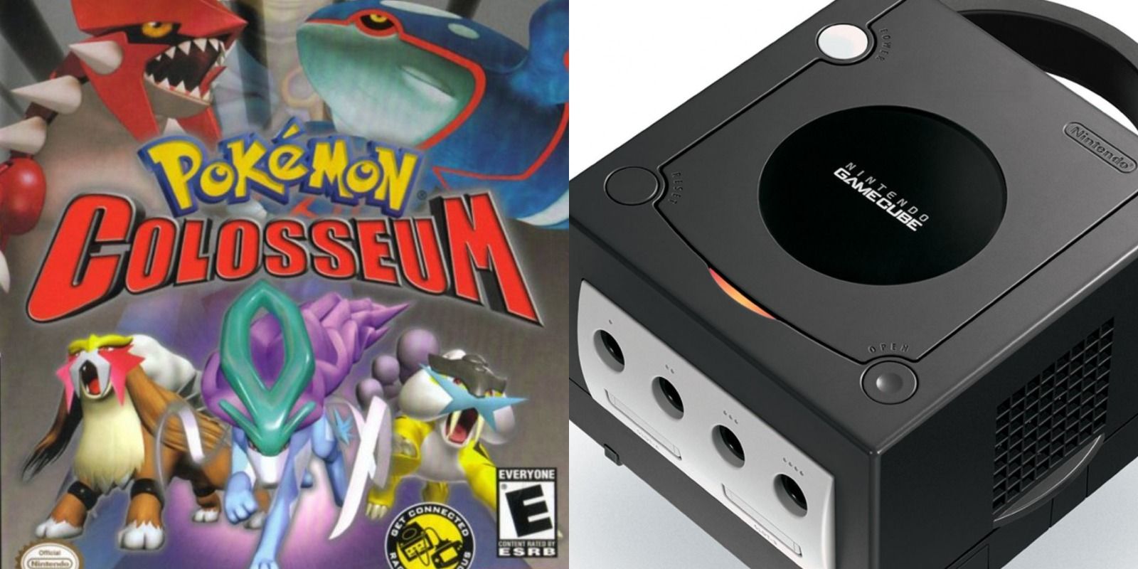 Colosseum box art featuring some Legendary Pokémon and the GameCube