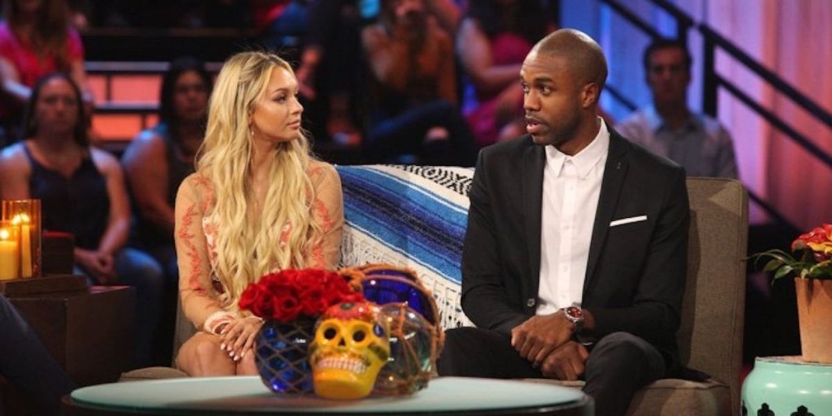 Corinne Olympios and DeMario Jackson in the Bachelor in Paradise reunion