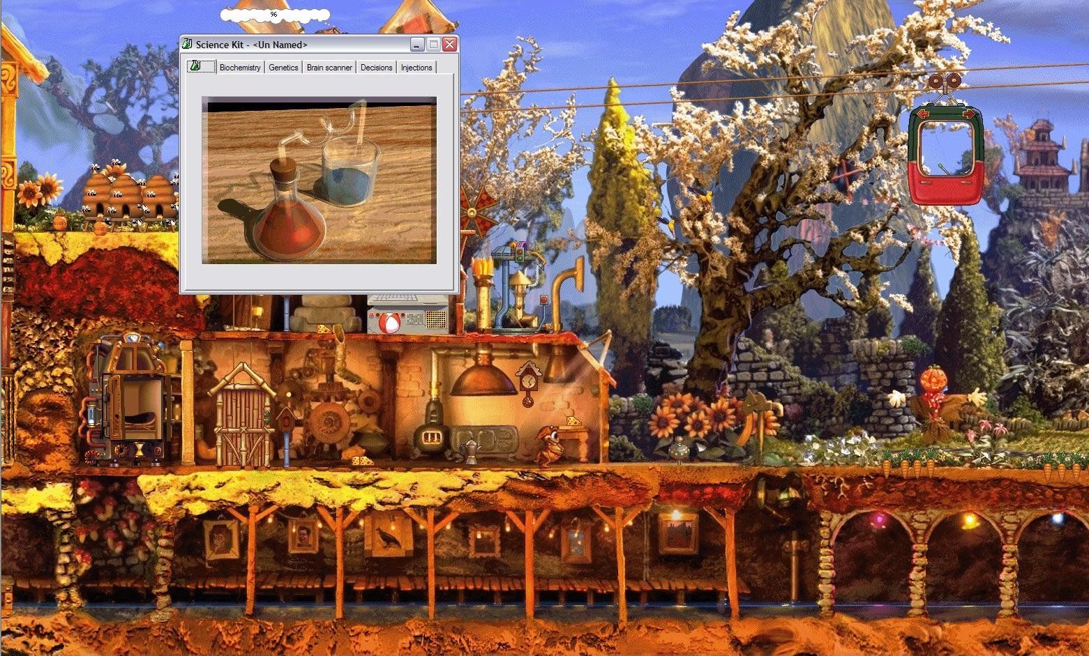 A screenshot of the 1997 puzzle game Creatures.