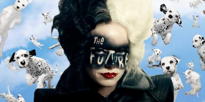 A composite image of Cruella with the words 