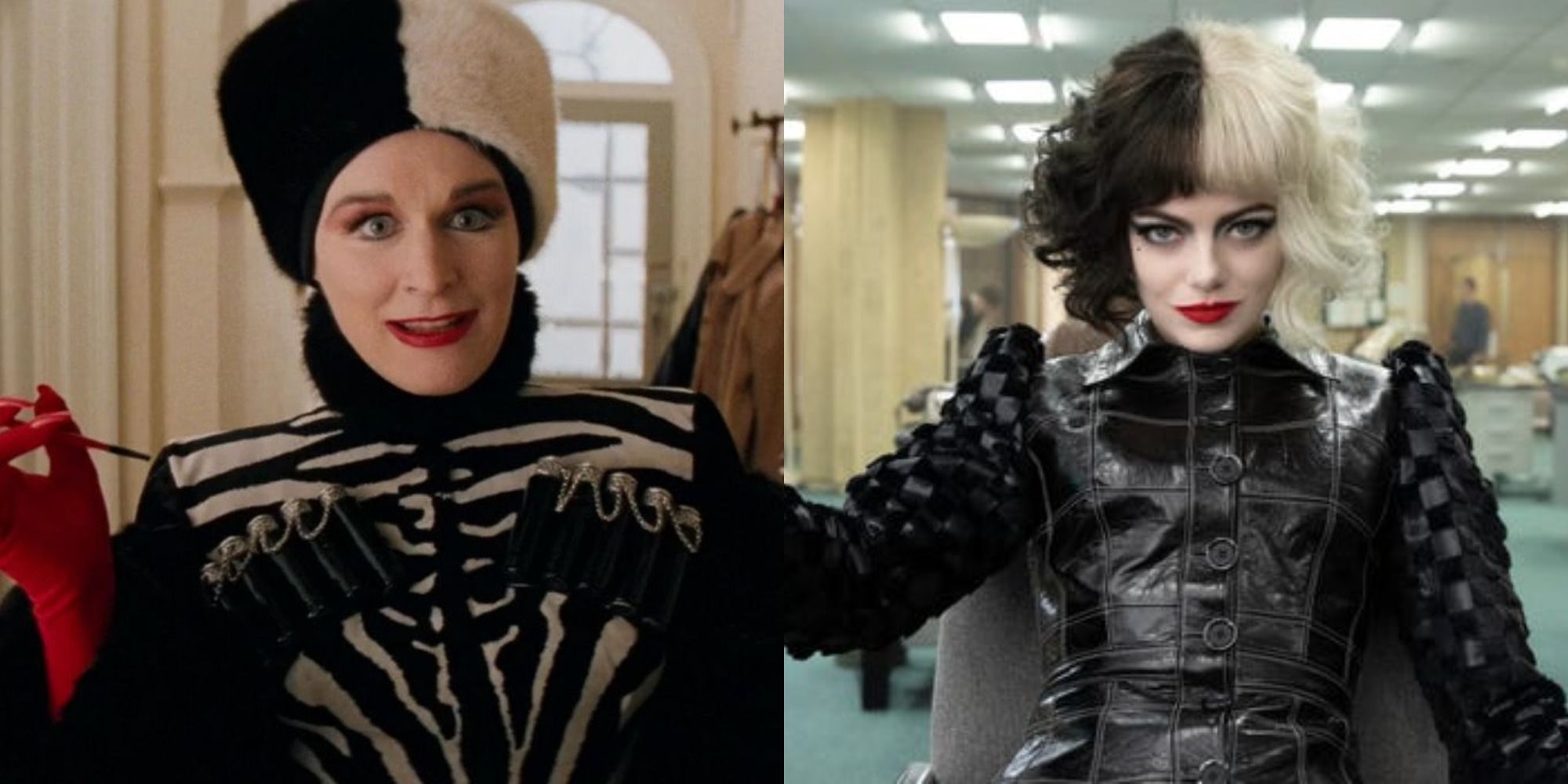 How Emma Stone's Cruella Is Inspired By Glenn Close, According To The  Film's Costume Designer