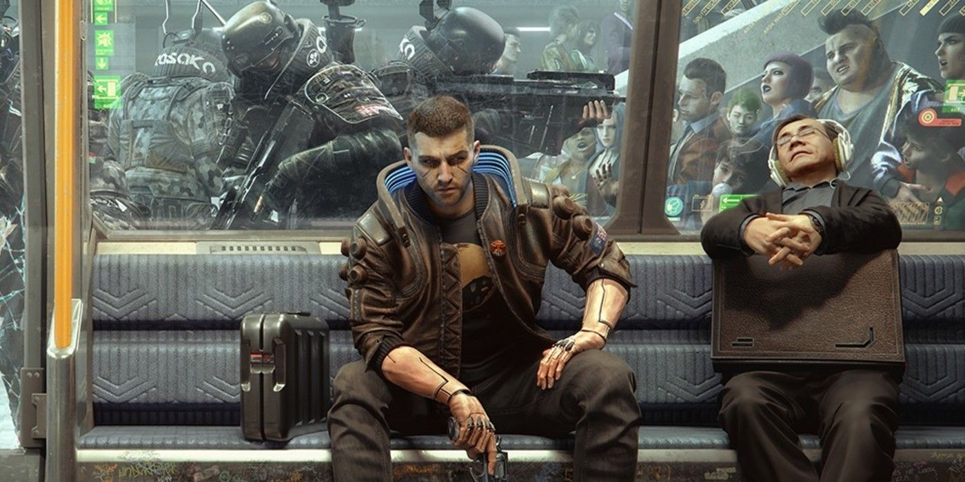Cyberpunk 2077 V riding train