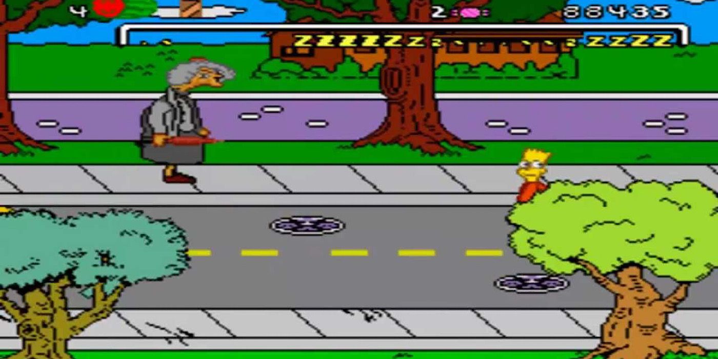 Homer walks around Springfield looking for his homework in Bart’s Nightmare