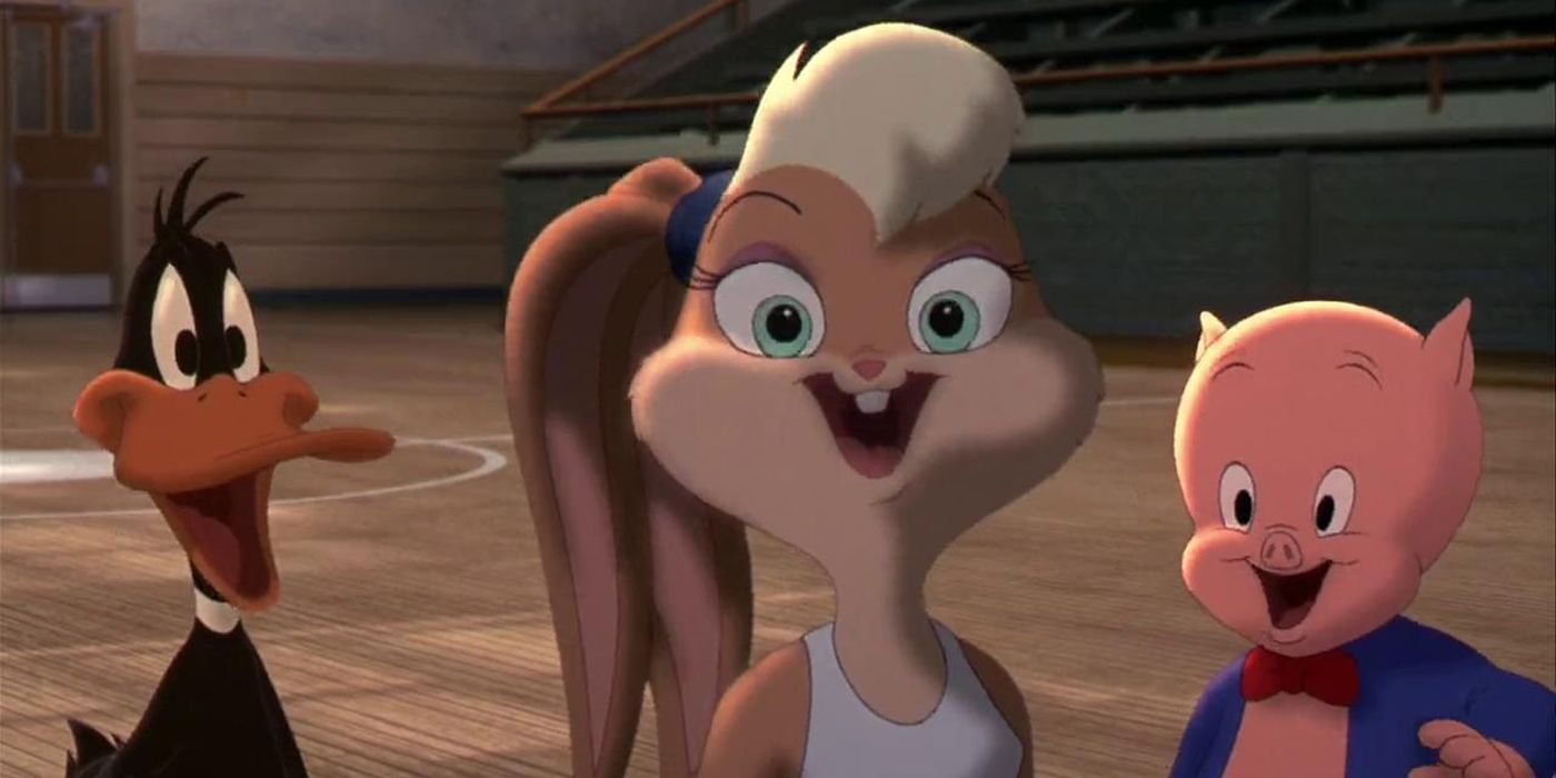 Daffy Duck, Porky Pig and Lola Bunny in Space Jam.