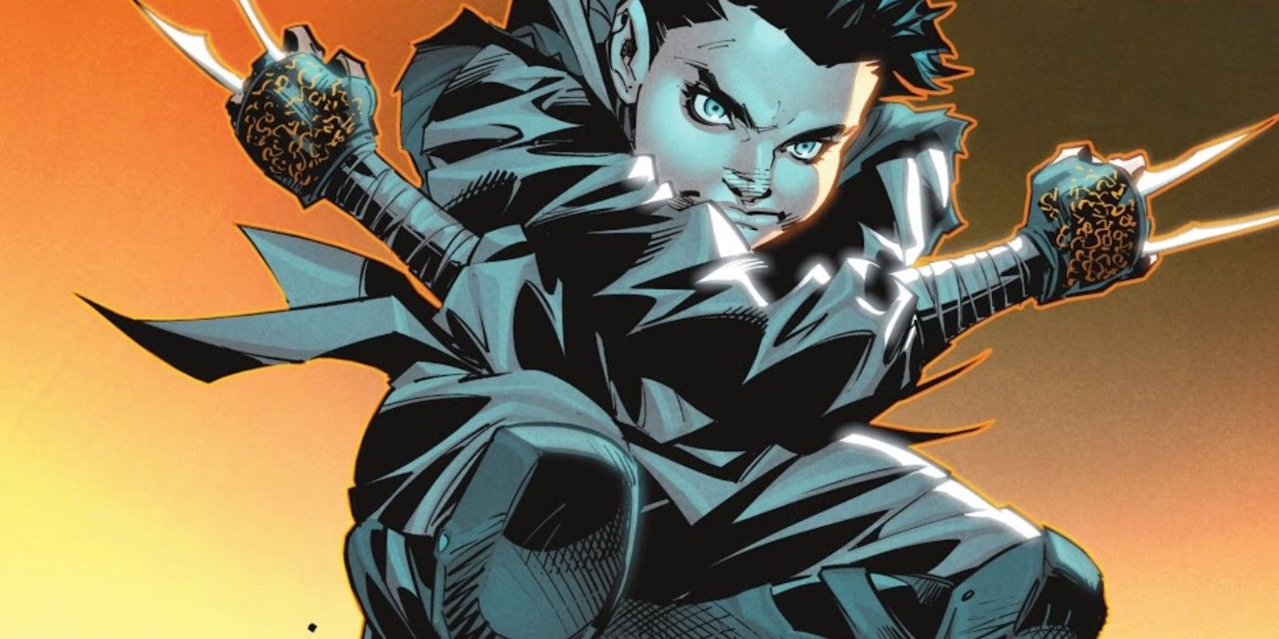 Damian Wayne jumping to attack someone