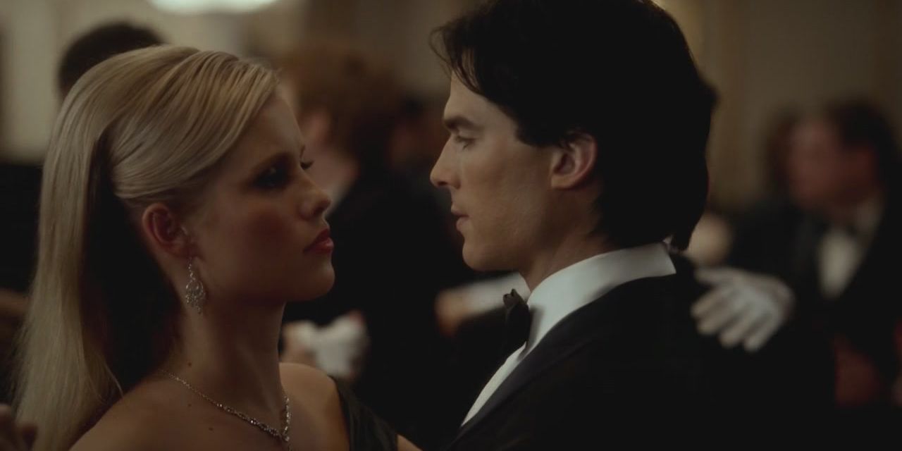 Damon and Rebekah dancing in The Vampire Diaries.