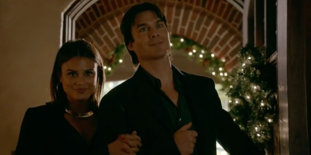 Damon and Sybil arm in arm in The Vampire Diaries