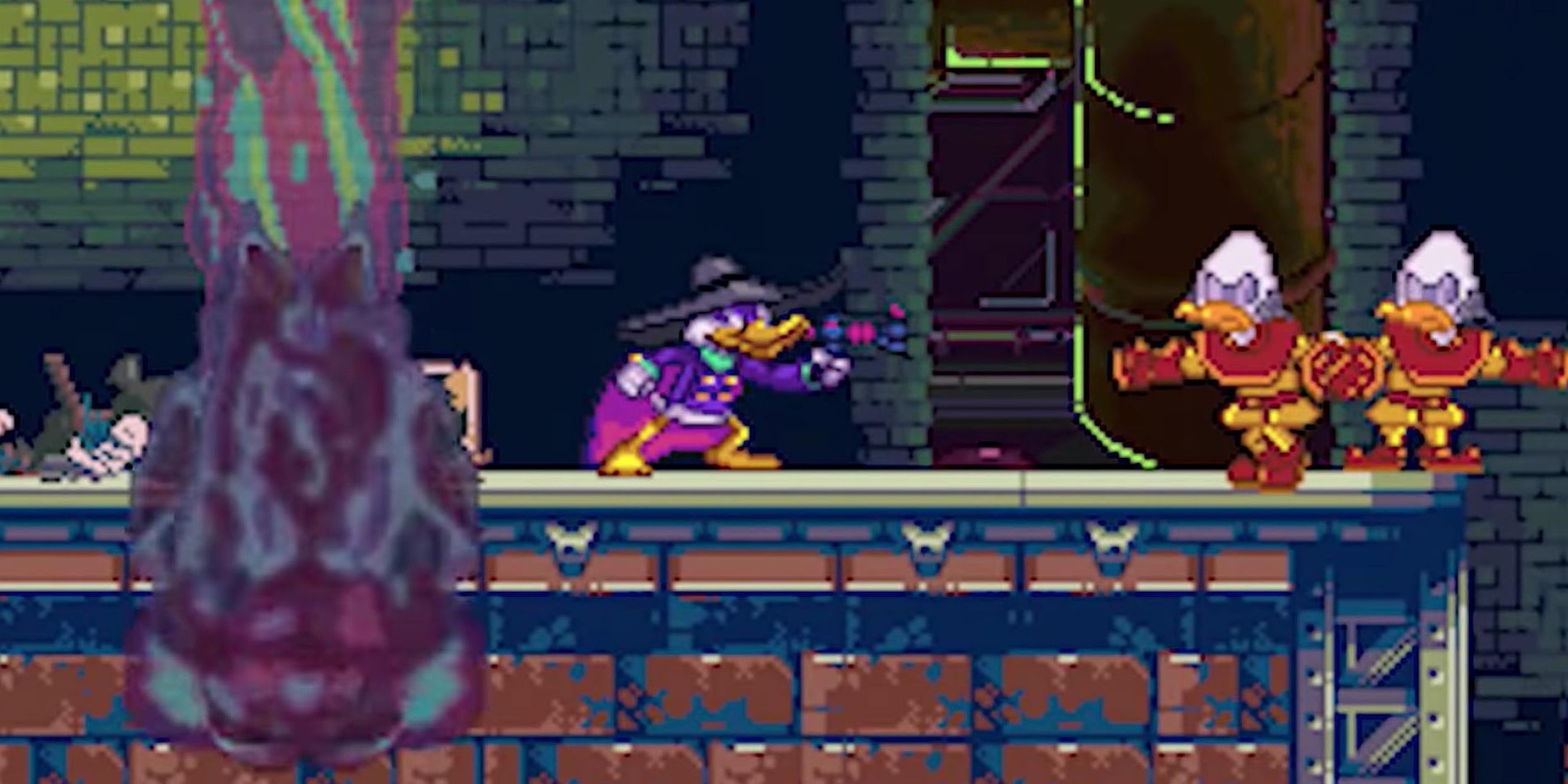 Darkwing Duck fighting in the video game