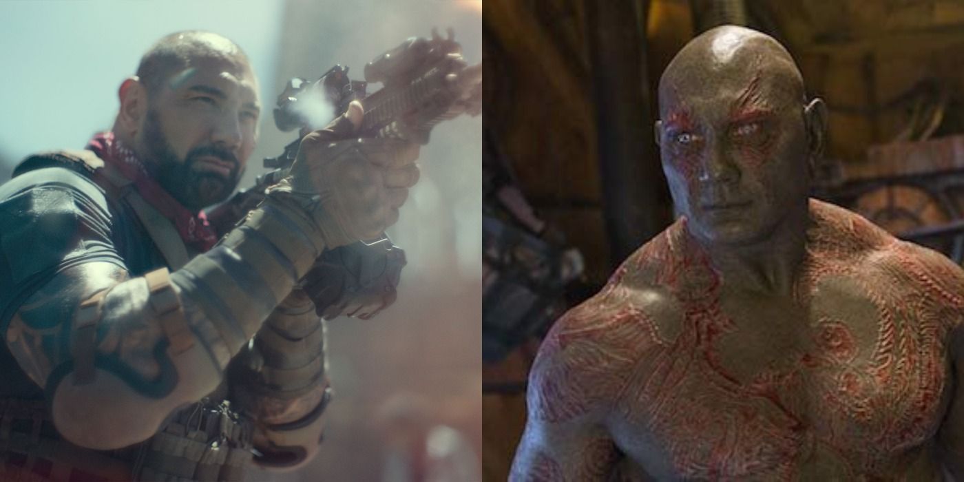 Dave Bautista in Army Of The Dead and Guardians Of The Galaxy side by side