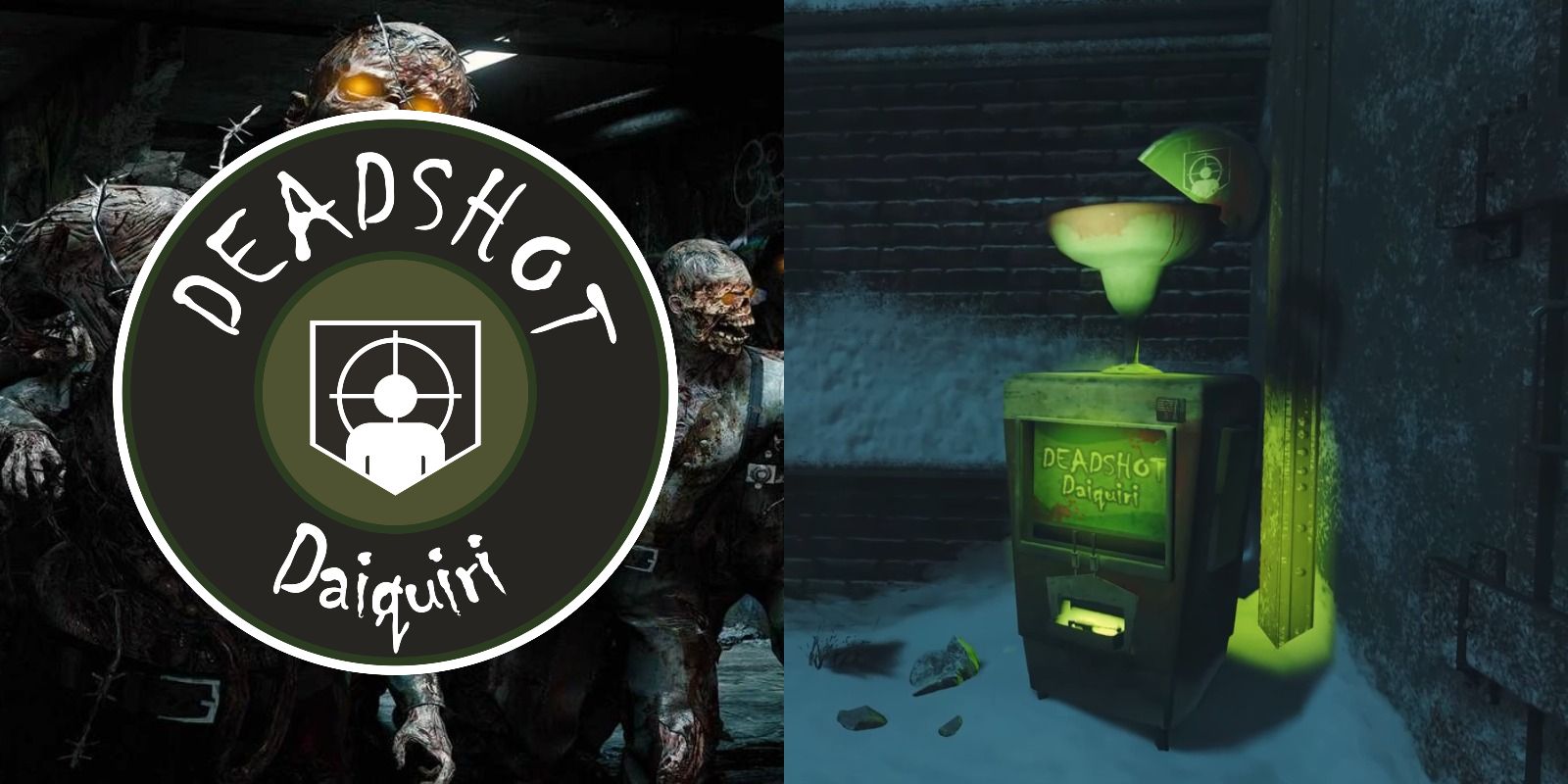 Deadshot Daiquiri soda machine and logo in Call Of Duty franchise
