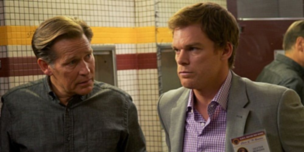 Dexter talks to Harry Morgan