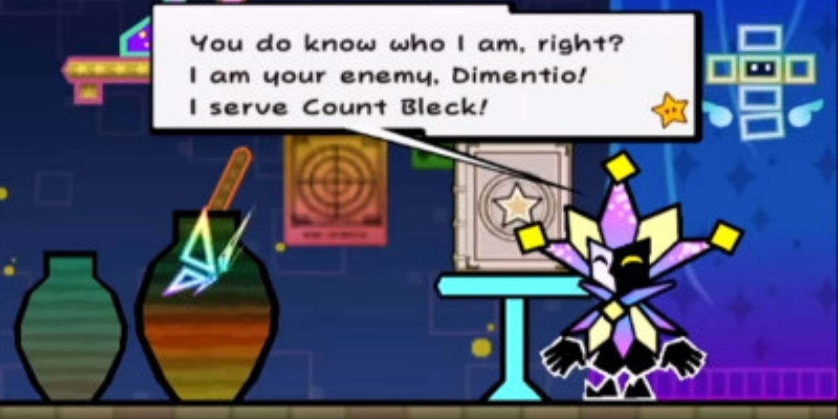 Dimentio introduces himself to the player