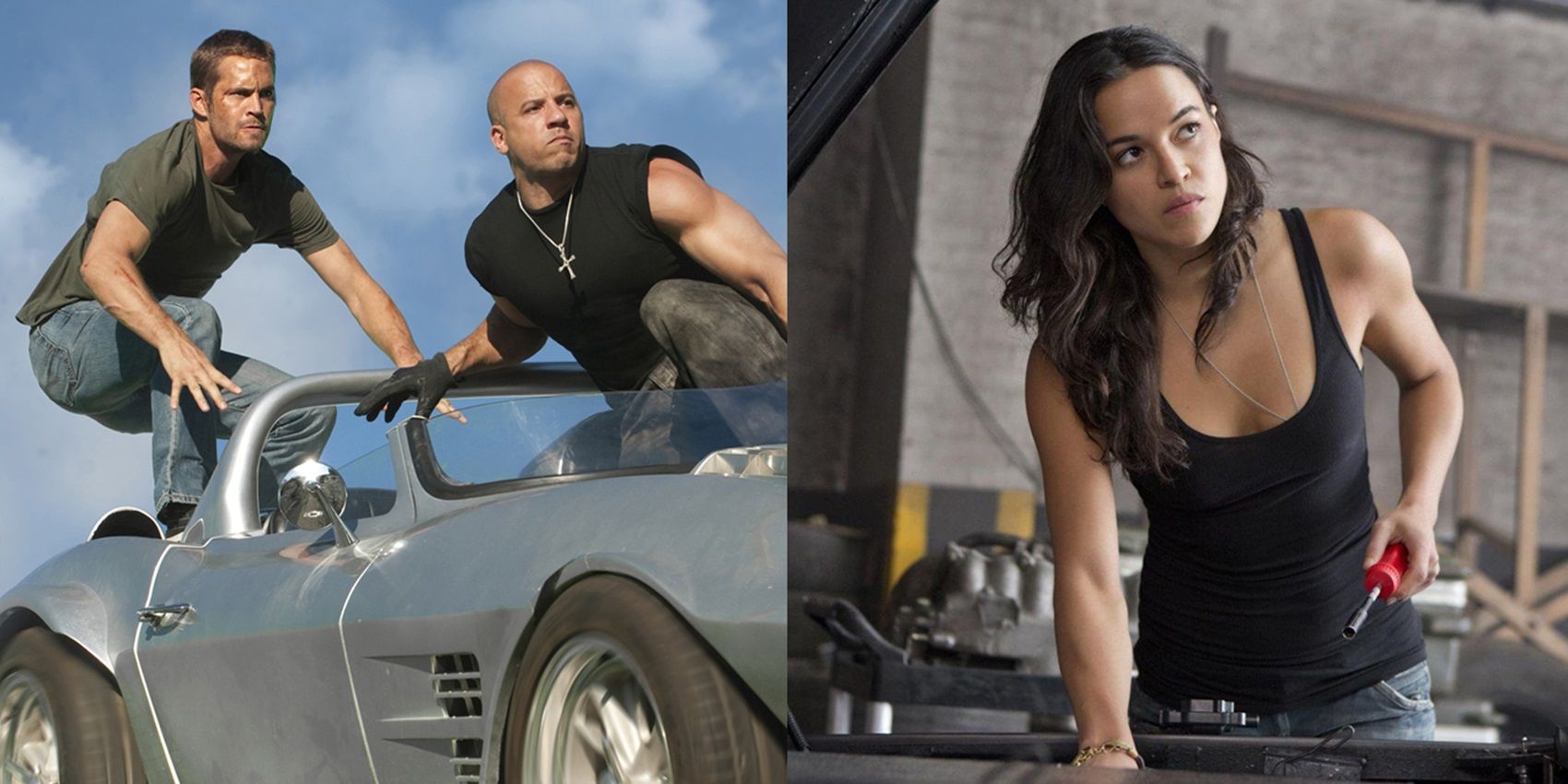 Dom and Brian in Fast Five and Letty in Fast and Furious 6