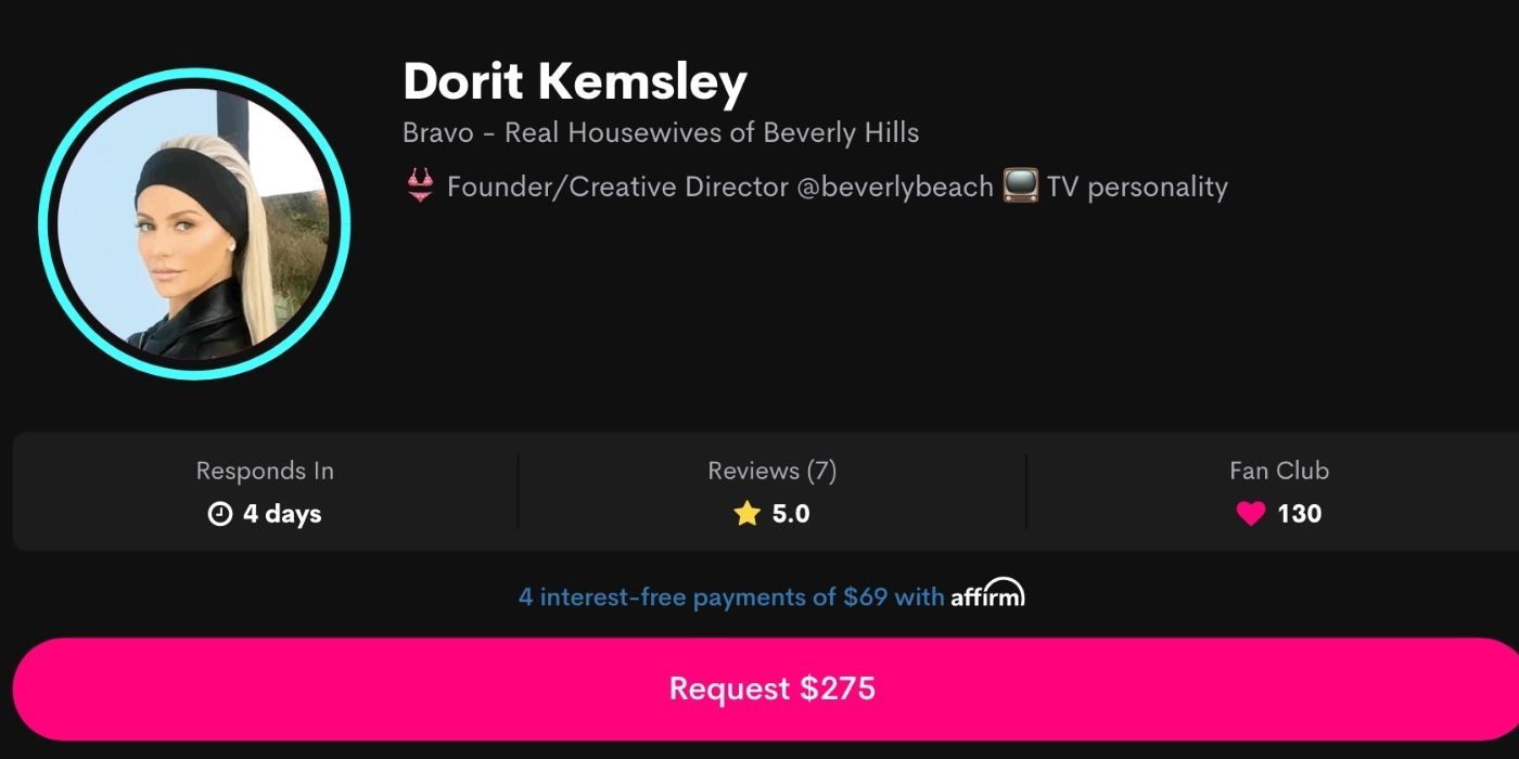 Dorit Kemsley's profile on Cameo from RHOBH