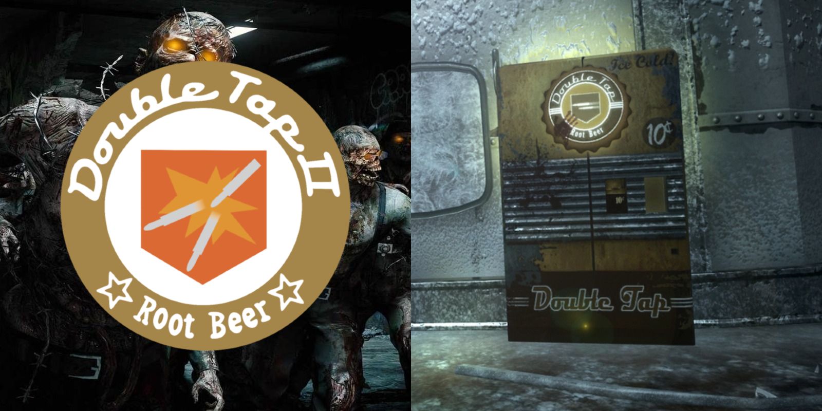 Double Tap Root Beer soda machine and logo in Call Of Duty franchise