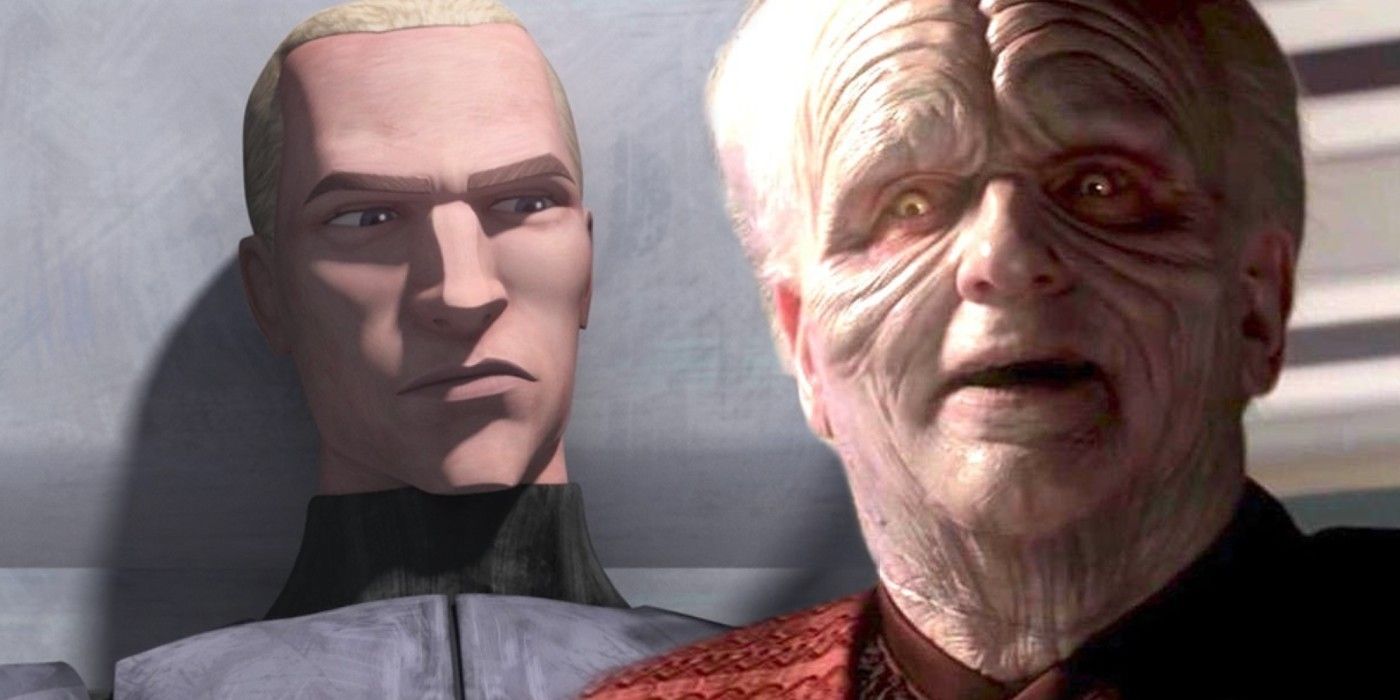 ES01 Stormtrooper in Bad Batch and Ian McDiarmid as Palpatine in Star Wars Revenge of the Sith