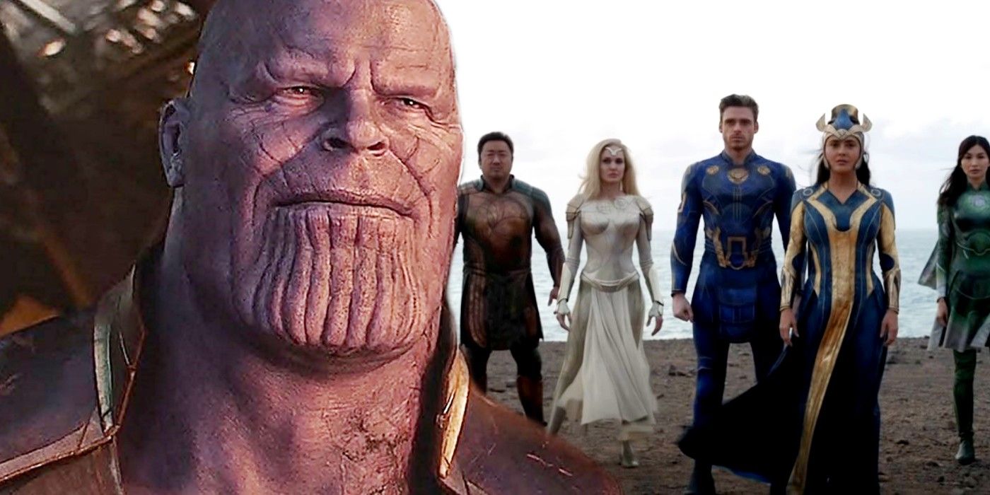 Eternals cast and Thanos in Avengers Infinity War