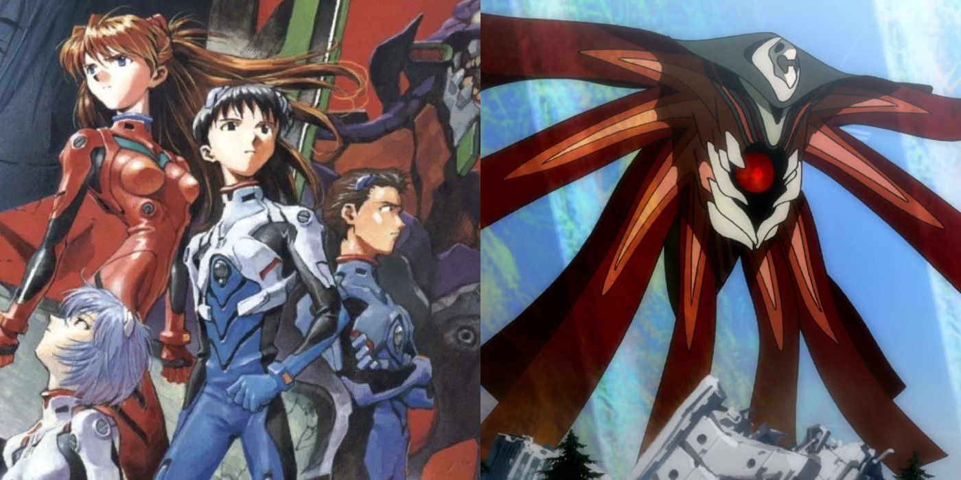 Some of the angels and characters featured in the anime Neon Genesis Evangelion.