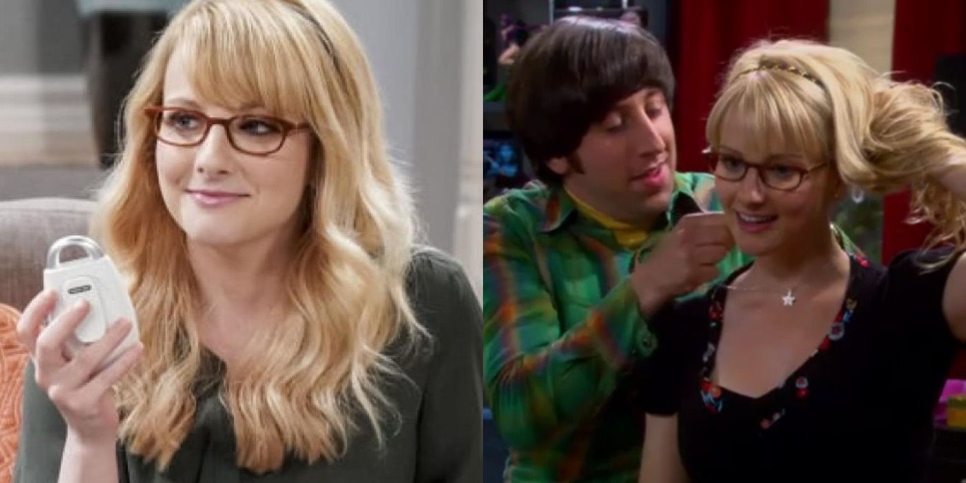 Split image of Amy and Howard in The Big Bang Theory